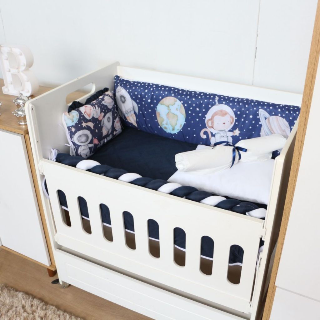 Kit Mini Berço 10 Peças Astronauta - Enxoval Completo Para Mini Berço Protetor De Mini Berço em Oferta na Shopee