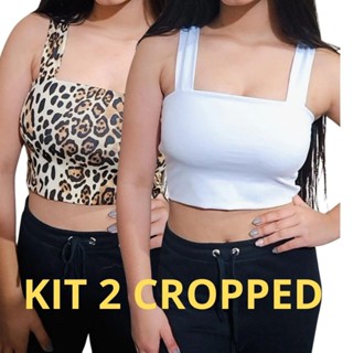 KIT 2 CROPPED ALÇA LARGA ACADEMIA VERÃO em Oferta na Shopee