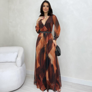 Macacão Tule Festa Longo Elegante Estampa Digital Exclusiva Luxo Oferta em Oferta na Shopee