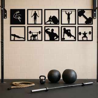 Kit 10 Quadros Decorativo para Academia Decoração Crosfit Musculação Life Style para Deixar seu Ambiente Diferenciado em Oferta na Shopee