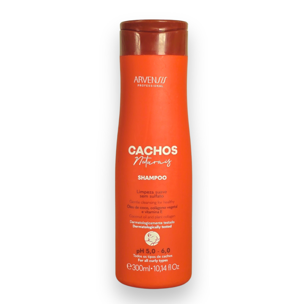 Shampoo Cachos Naturais Sem Sulfato - Limpeza Suave, Reparação e Brilho para Todos os Cachos - 300ml