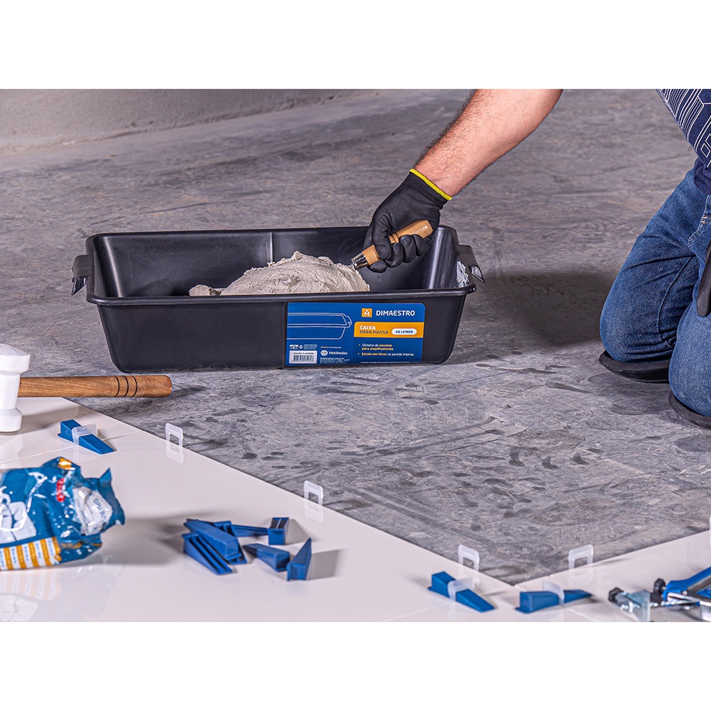 KIT 2 CAIXAS DUAL 20 LITROS - MASSEIRA - ARGAMASSA - OBRA - PEDREIRO - CONSTRUÇAO - PET