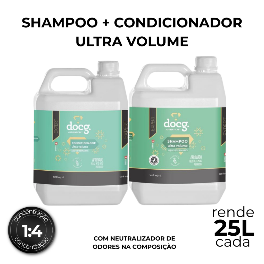 KIT  Ultra Volume | Shampoo 5L + Condicionador 5L | DOCG | Produto Pet Shop | Rende até 25L cada