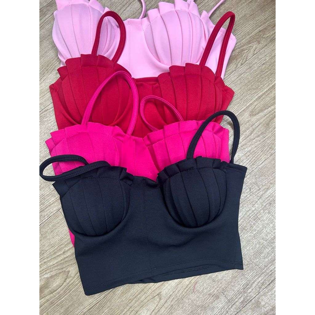 Cropped De Concha Moda Verão Top Blog Alça 2025 em Oferta na Shopee