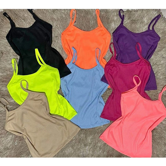 Blusa Alcinha Canelada Regata Feminina Com Bojo Primavera Verão Moda!!