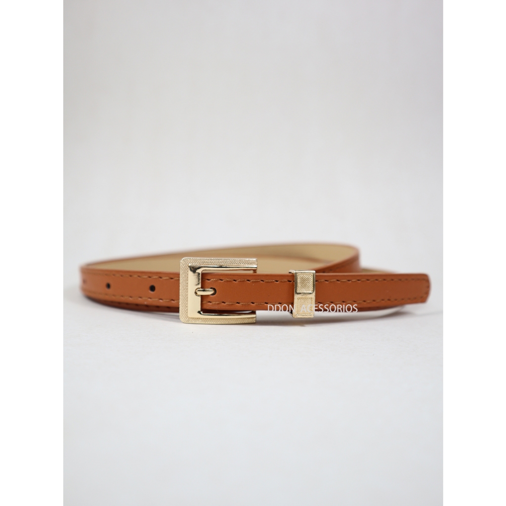 Cinto feminino casual 1.3cm fivela quadrado dourado em Oferta na Shopee