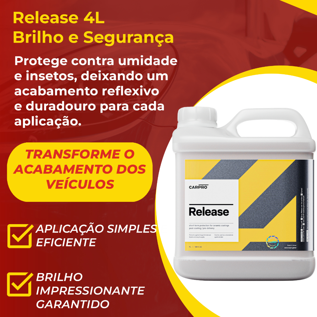 CARPRO Release 4L Nano Selante | Protege coating na cura | Brilho top | Quick Detailer | Toque suave