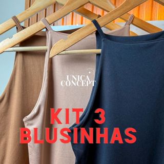 KIT 3 Regatas ALCINHA Casual Basica  Suplex Duplo Blusa Feminina  Blogueira Tendencia em Oferta na Shopee
