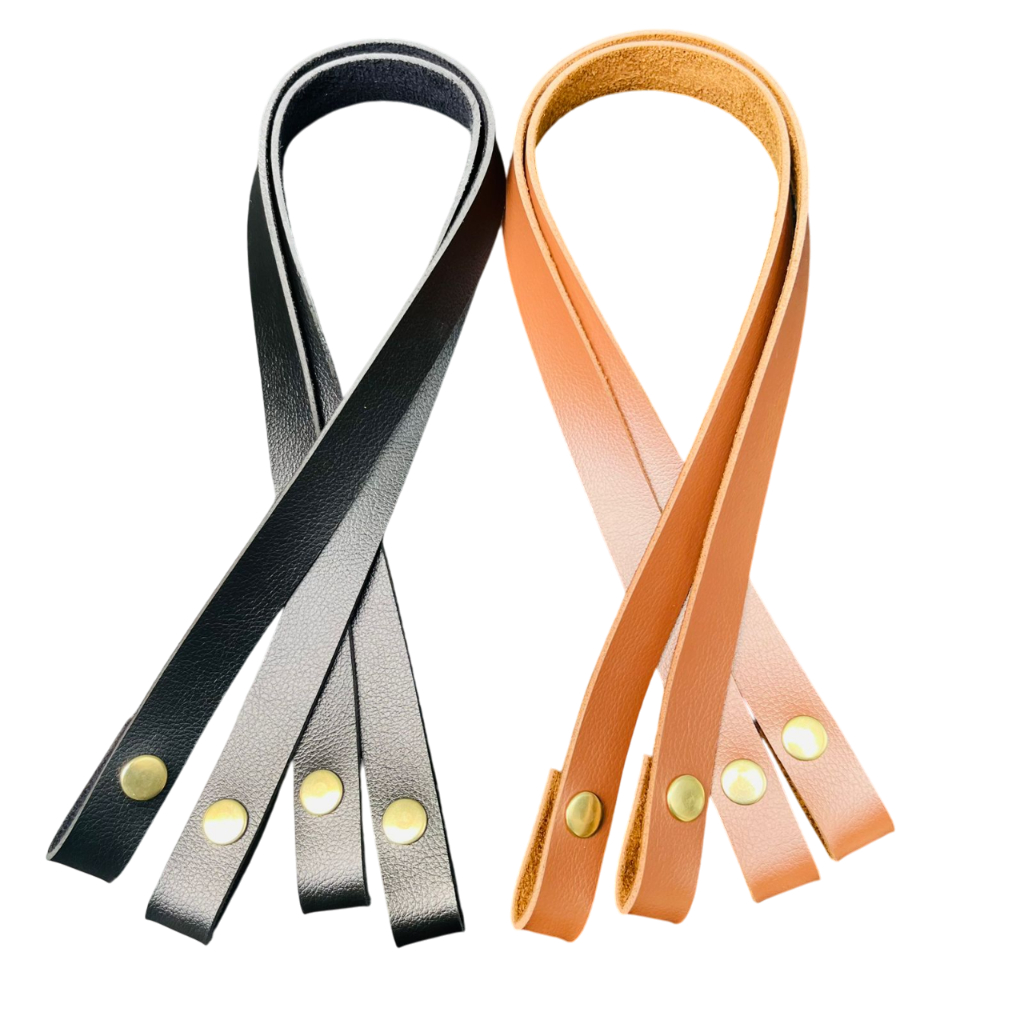 Par de Alça 2cmx60cm com Botão de Pressão em couro