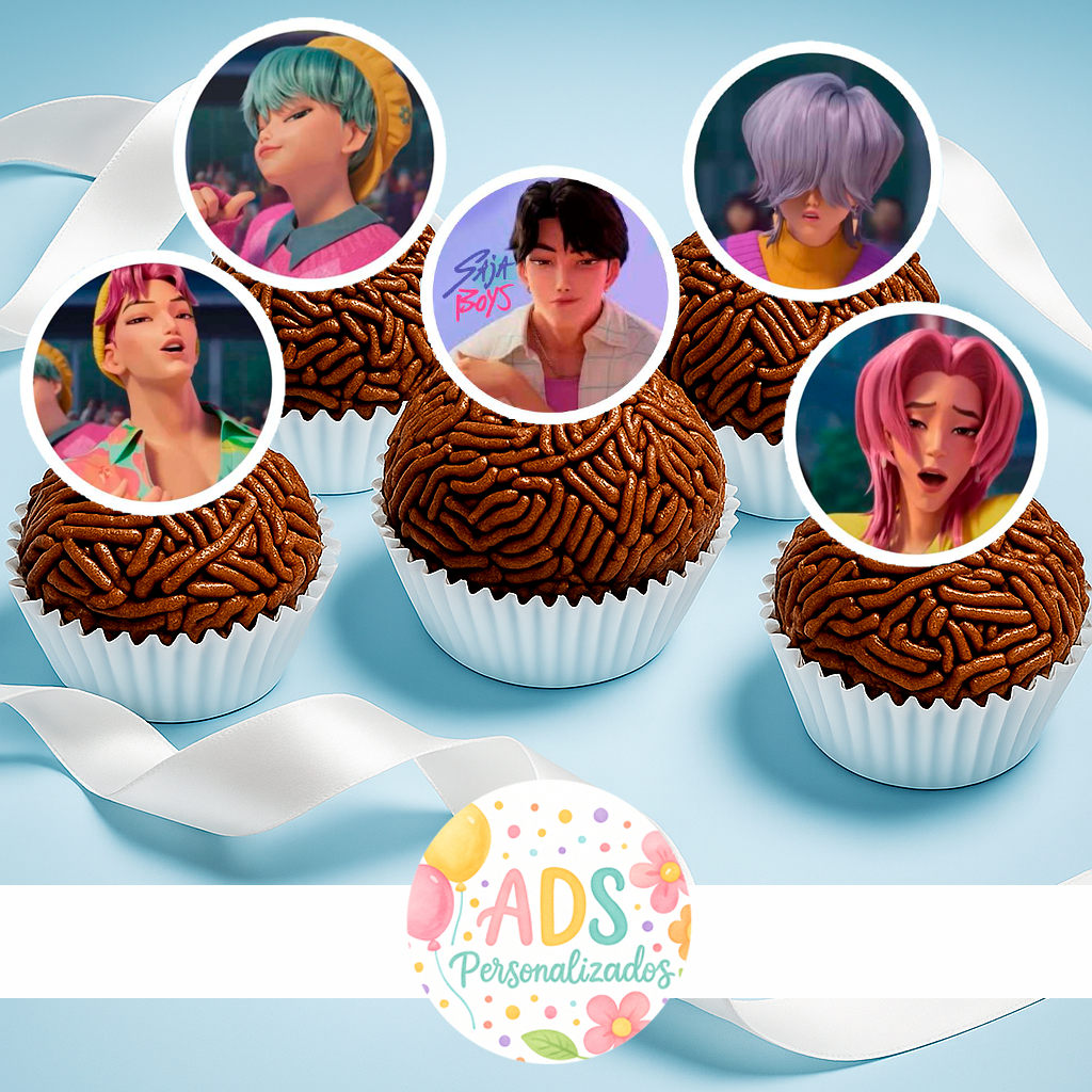 Kit c/ 50 Topper Tags saja boys Demon Hunters guerreiras do kpop Docinhos Brigadeiro Cupcake Festa Aniversário Topo em Oferta na Shopee