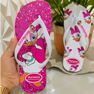 Chinelo Feminino Personalizado Correia Larga Luxo Moderno em Oferta na Shopee