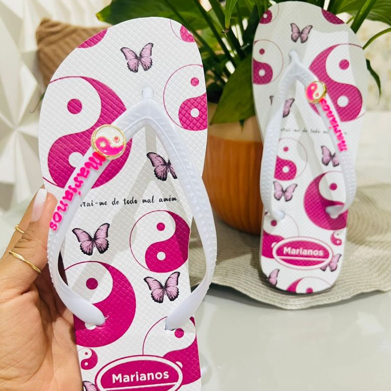 Chinelo Feminino Personalizado Correia Larga Luxo Moderno — imagem 2 de 2