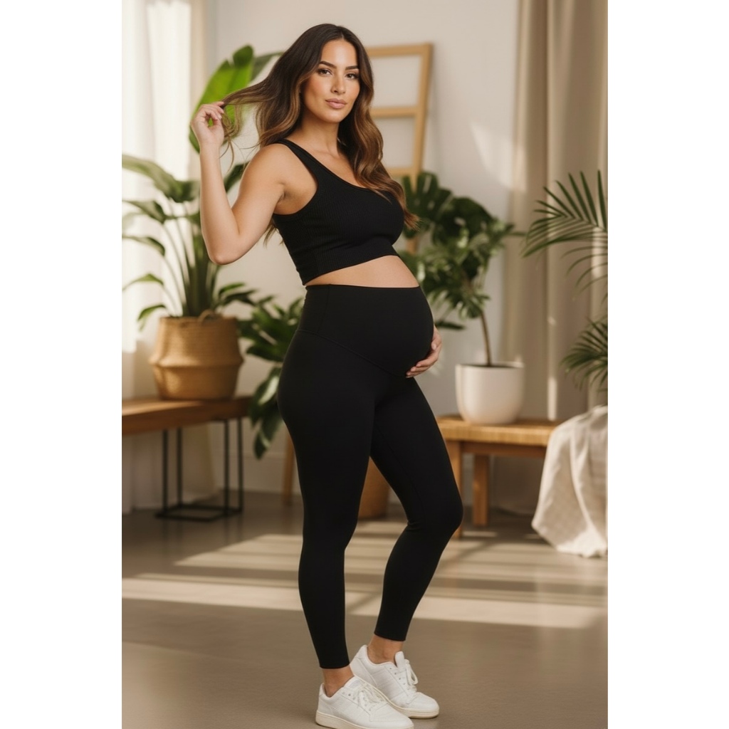 Calça Legging Gestante Maternidade Alto Conforto Sustentação em Oferta na Shopee