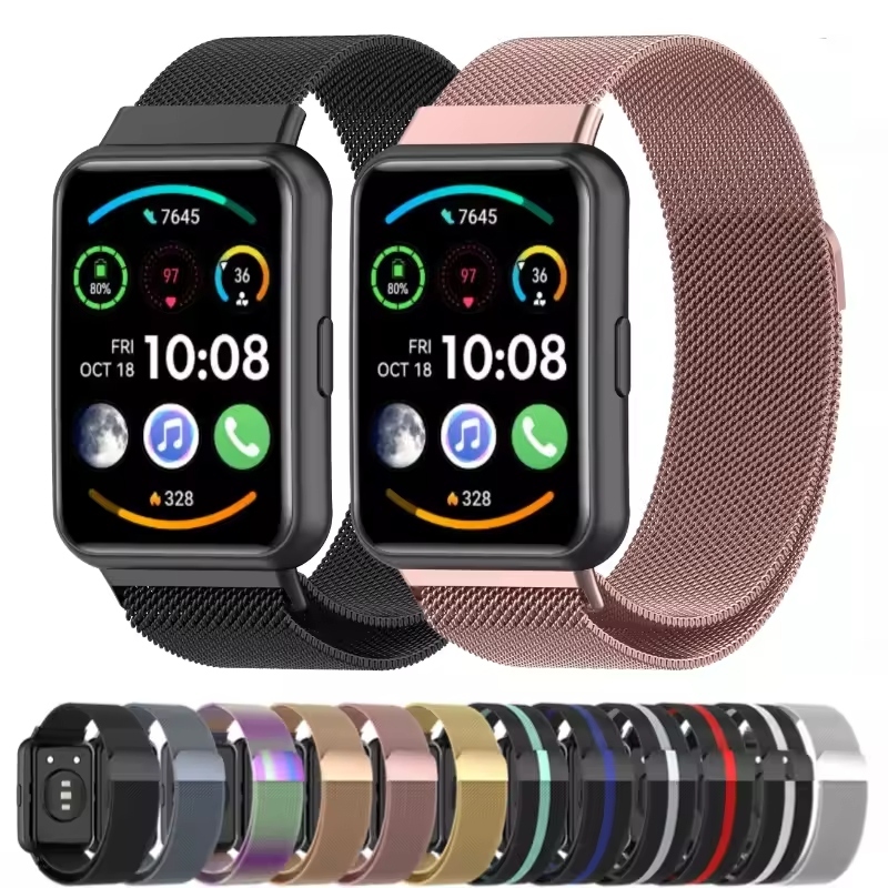 Pulseira Metal Milanesa Magnética de aço inox para Smartwatch Huawei Watch Fit 2 de Engate Rapido