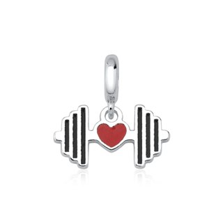 Berloque de Prata 925 Barra com Peso e Coração Resinado em Oferta na Shopee