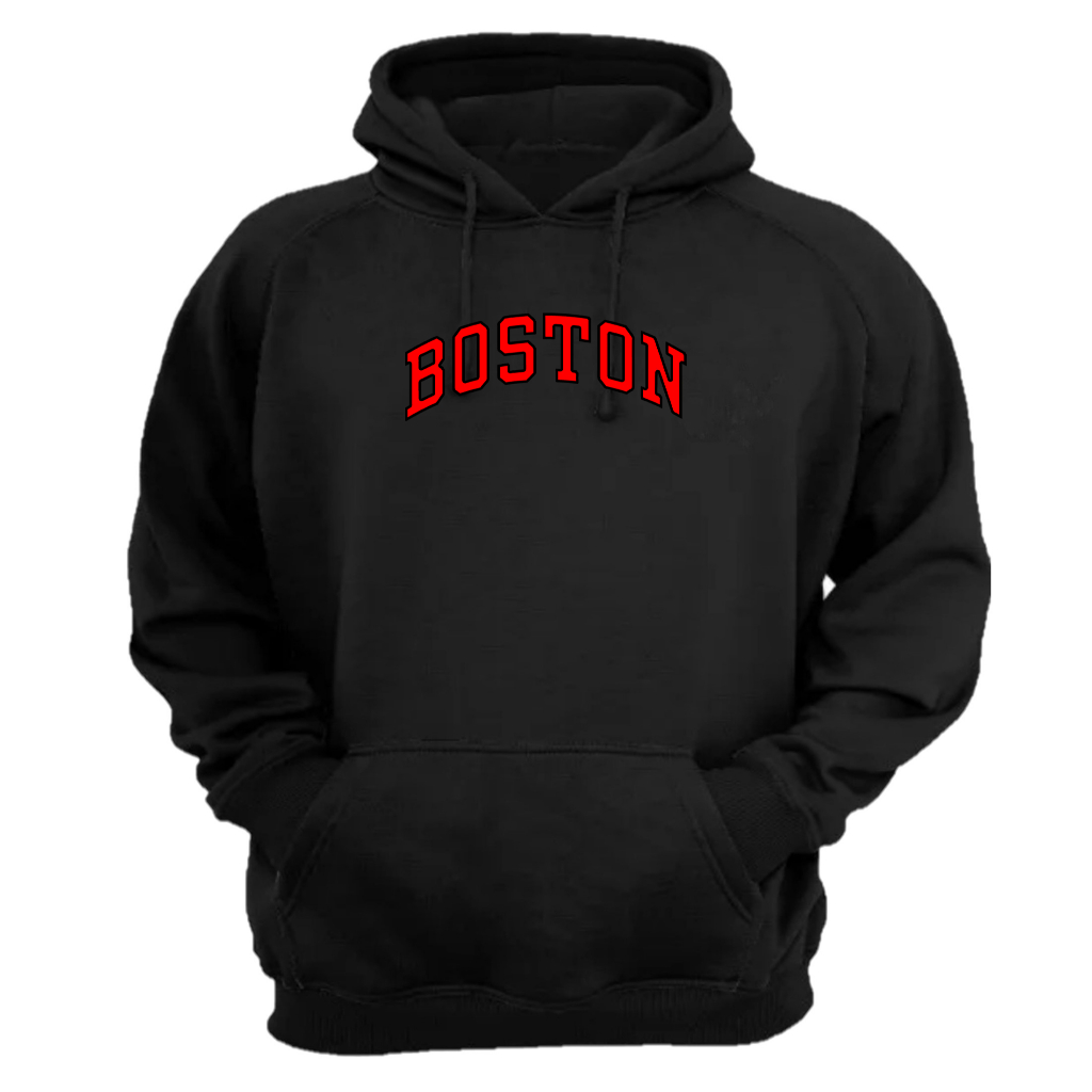 Blusa Moletom Boston Estampa Vermelha Com Capuz  Flanelado De Frio Masculino E Feminino