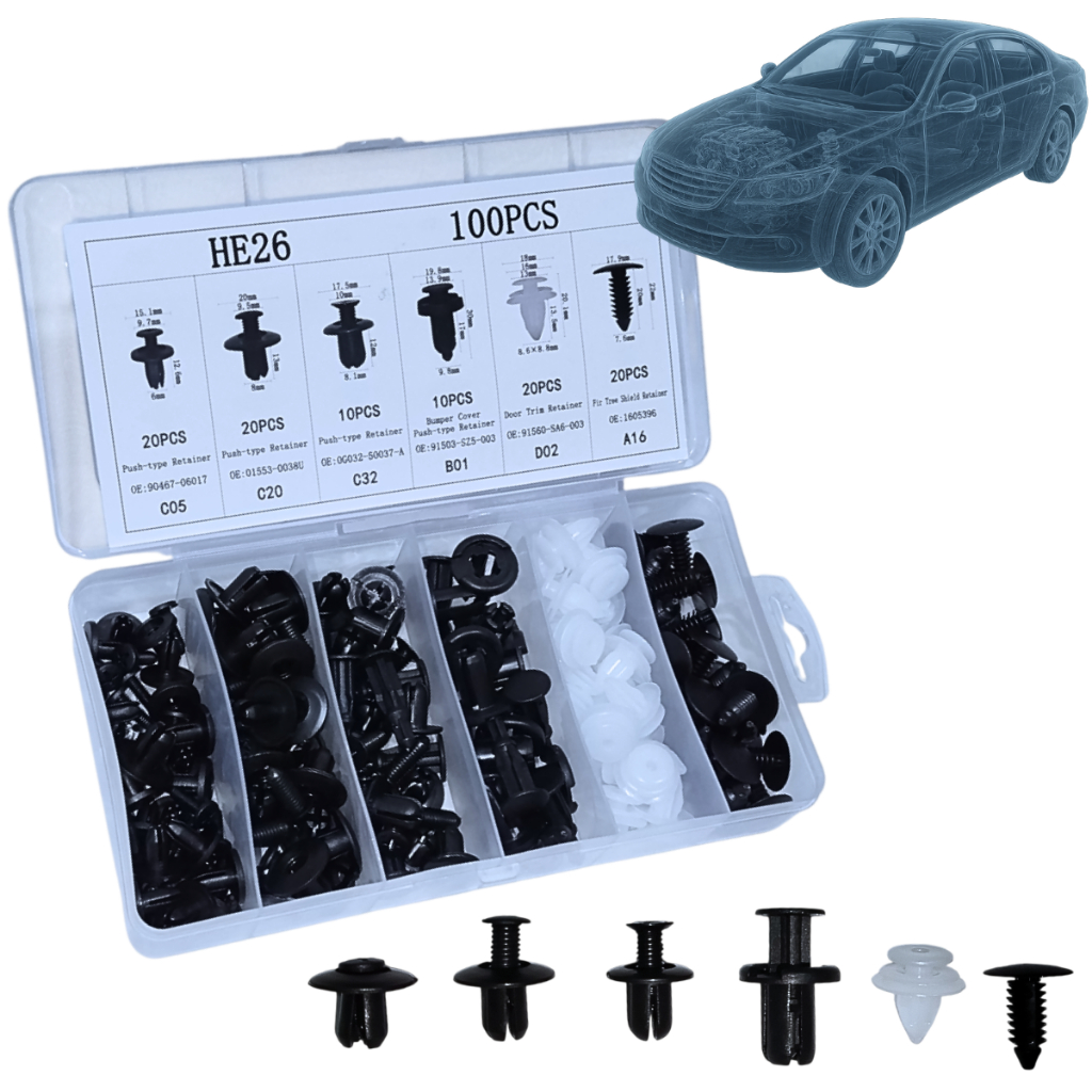 Kit Presilhas Grampo Automotivo Universal Para-choque Parabarro Painel Grampo Porta Carro Kit Presilhas Grampo Automotivo Universal Para-choque Parabarro Painel Grampo Porta Carro