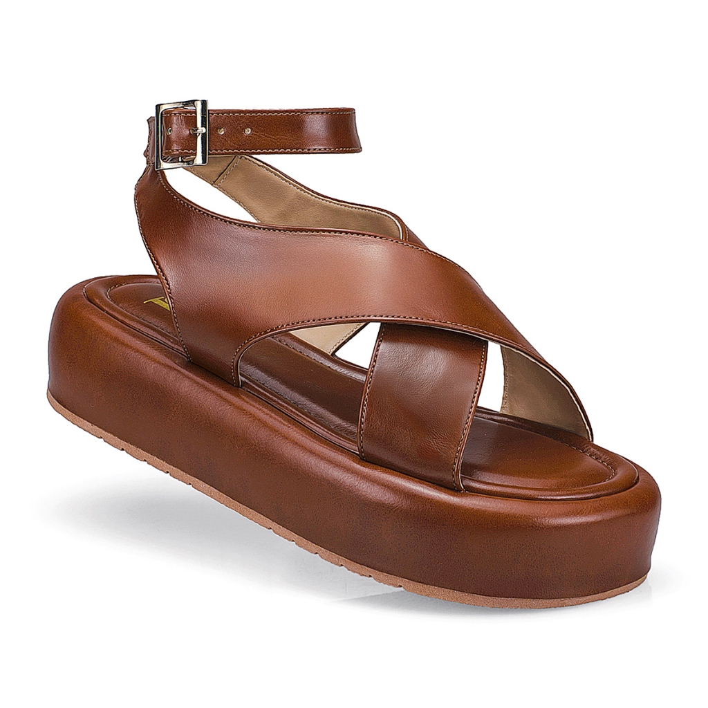 Sandália Feminina Lóris Rasteira Flatform Anabela Fivela X Confortável 043-031 em Oferta na Shopee