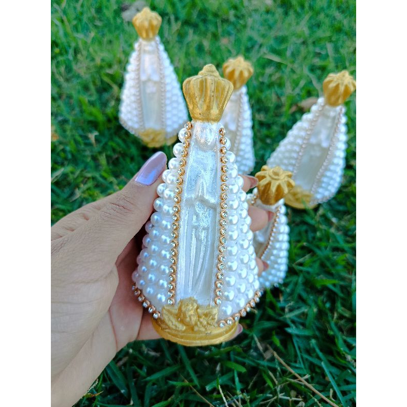 Imagem de Nossa Senhora Aparecida 10cm /pérola branca com strass