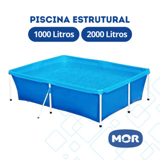 Piscina Retangular 1000 Litros ou 2000 Litros Estruturada Armação Resistente Lona de PVC Mor