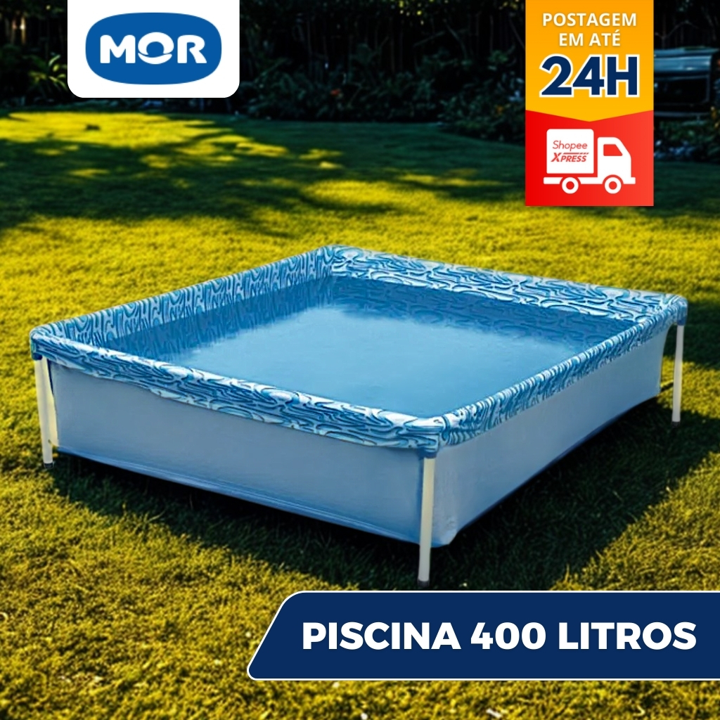Piscina Estrutural Armação Retangular Infantil 400L PVC Mor