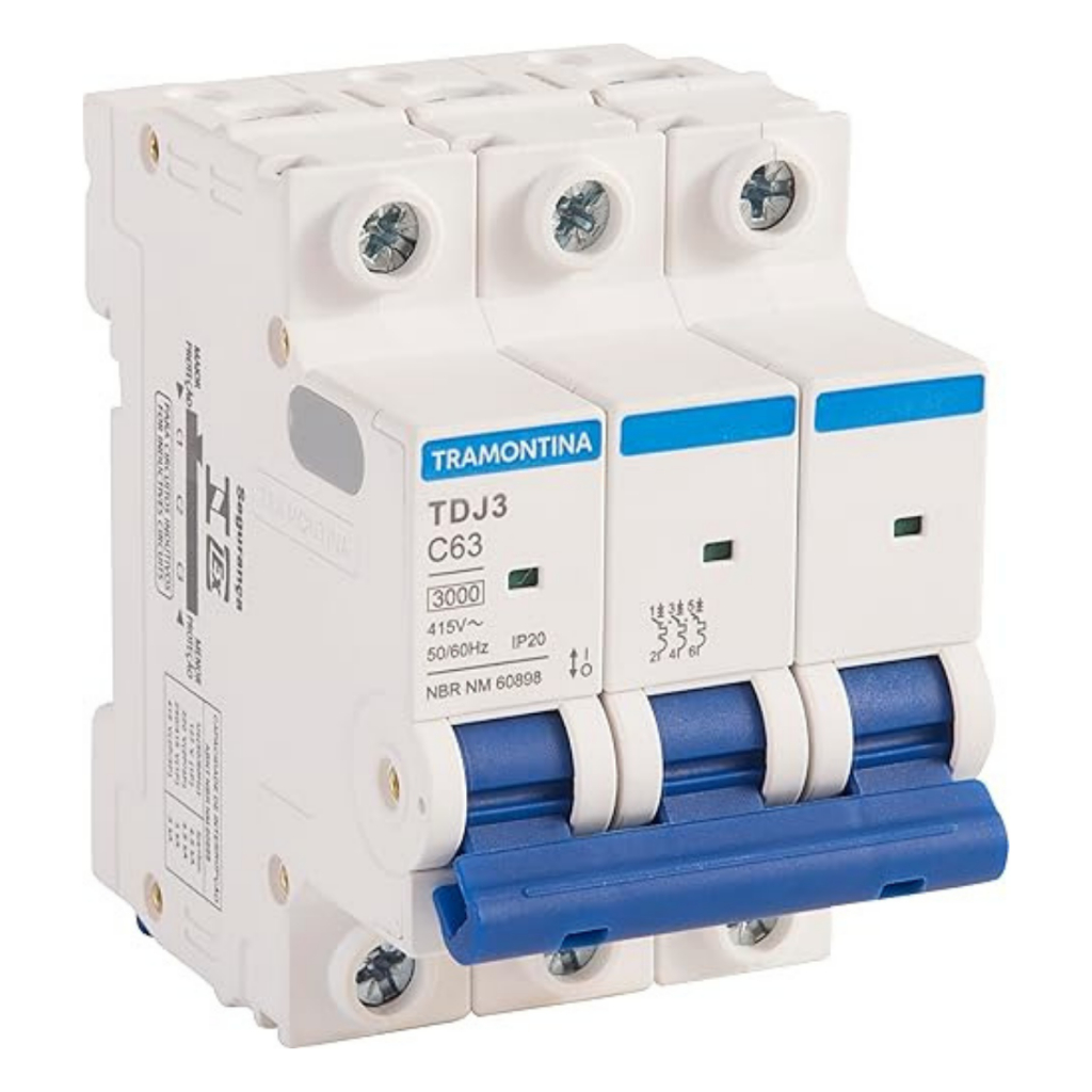 MINIDISJUNTOR TRIPOLAR TDJ3-3C63 3P 63A 3KA