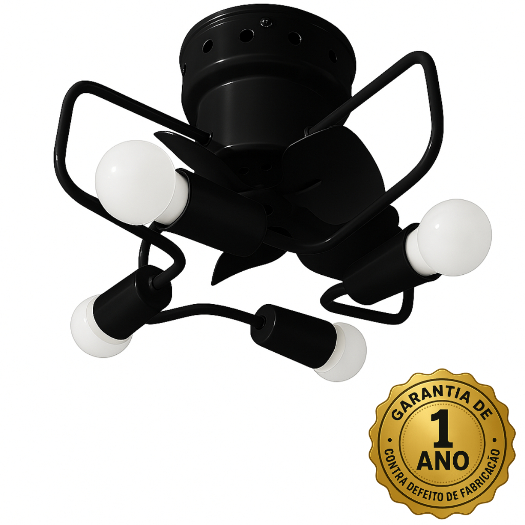 Ventilador de Teto Preto Bivolt  Potente com Chave Rotativa 110v 220v Alta Ventilação Quarto Sala cozinha Design Moderno