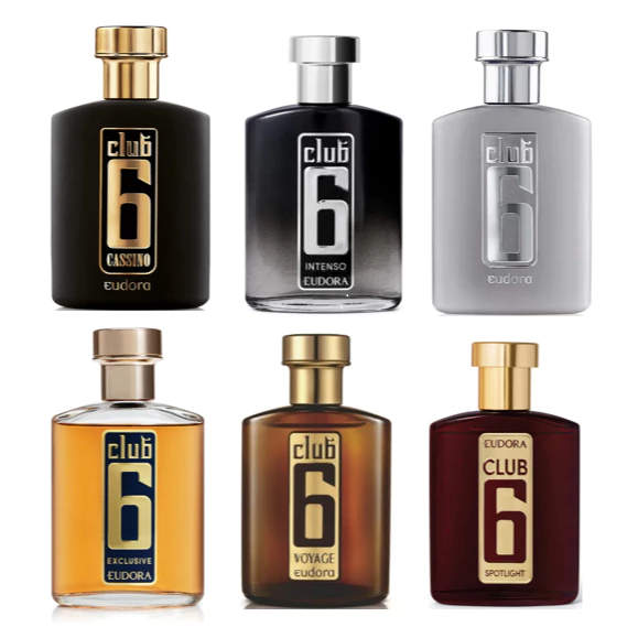 Eudora Colônia Desodorante Masculino Club 6 Tradicional, Intenso, Cassino, Exclusive, Fever, Voyage 95ml