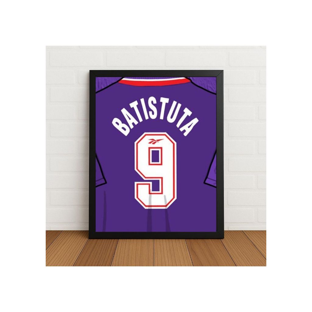 Quadro Camisa Fiorentina Batistuta Moldura Com Vidro