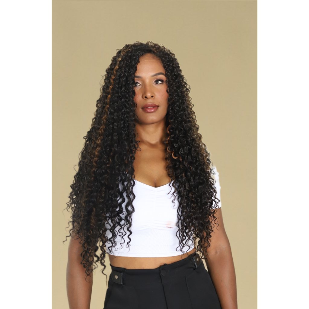 Peruca Half wig 2 em 1 vira rabo de cavalo longa aceita pentear e cremes