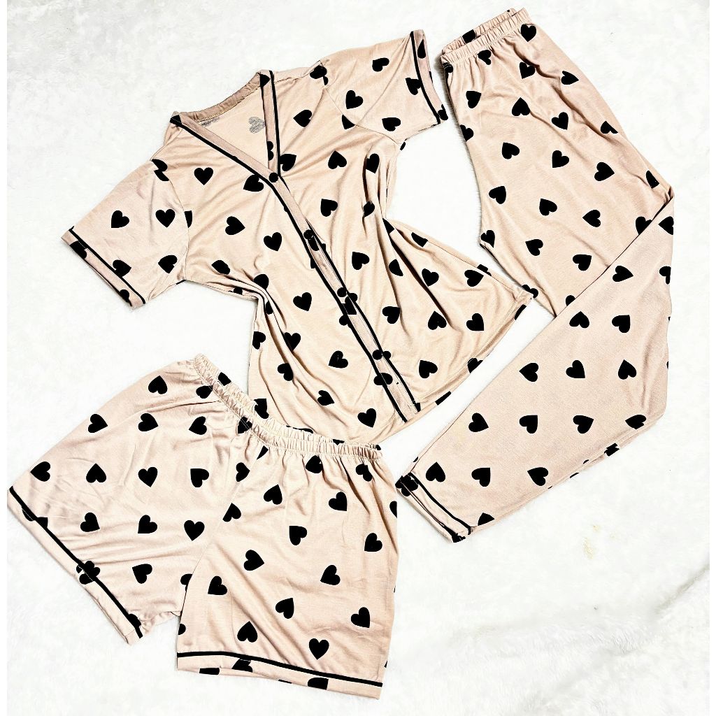 Kit Pijama Feminino 3 Peças Americano  Camisa Botões + Calça + Short Conforto Malha Amamen...