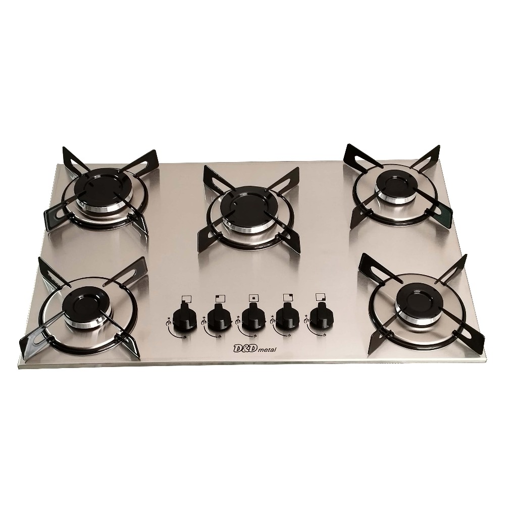 Fogão cooktop a gás 5 bocas inox 304 em Oferta na Shopee