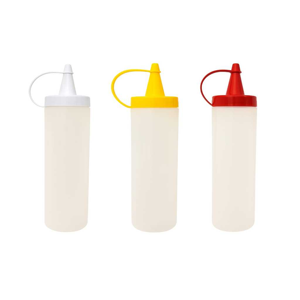 kit 3 unidades  Bisnaga para Molho 250 ml - Branca - Amarela - Vermelha (Maionese, Katchup, mostarda)