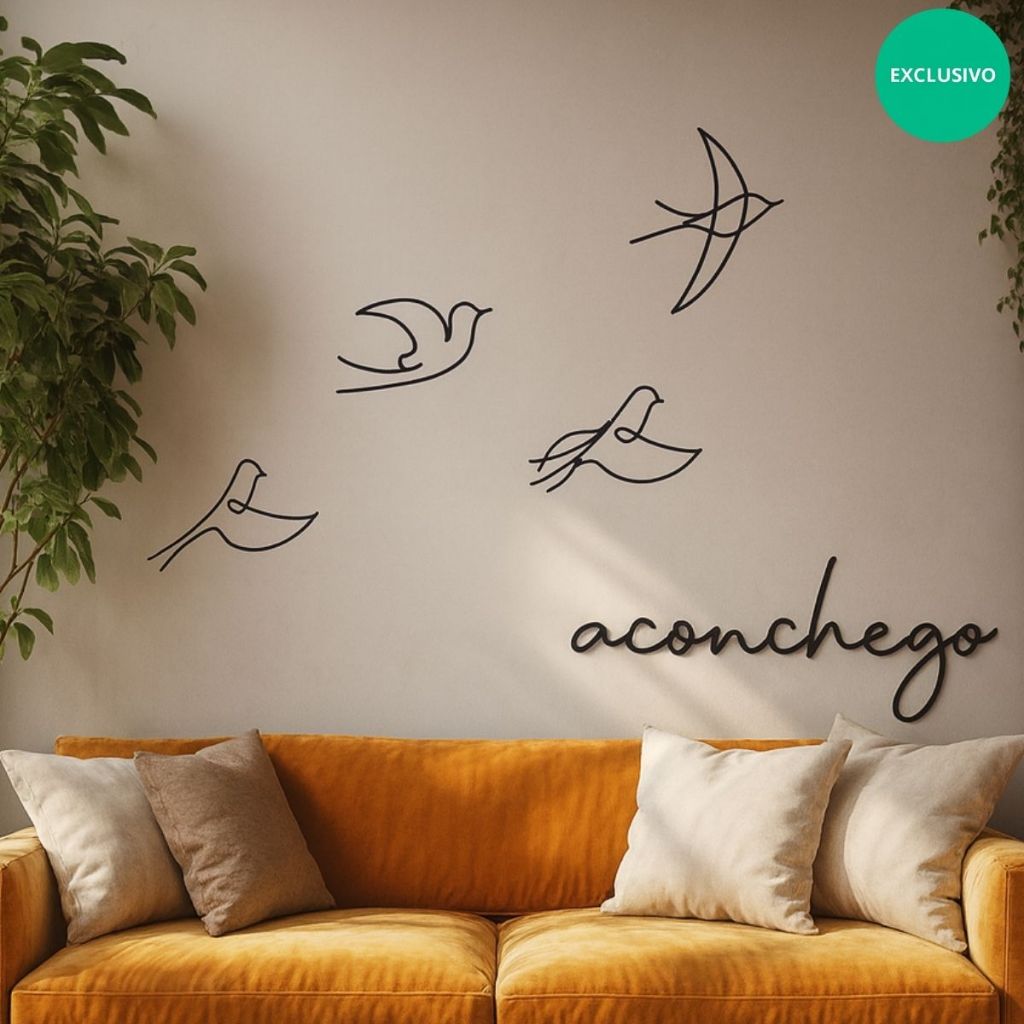 Kit 4 Esculturas Pássaros Minimalistas Voando  Mdf + Palavra de parede aconchego em Oferta na Shopee