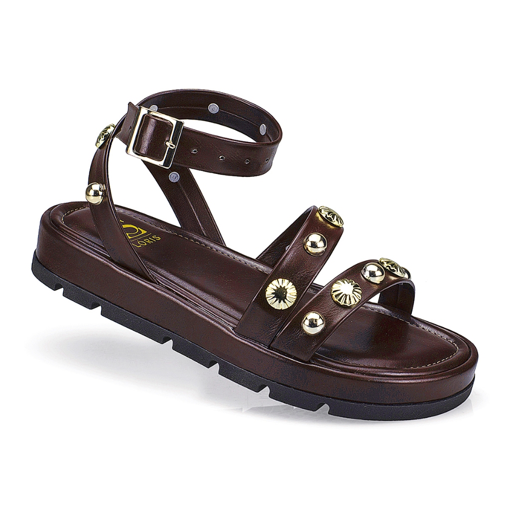 Sandália Feminina Lóris Rasteira Papete Flatform Spike Fivela Confortável 052-079 em Oferta na Shopee
