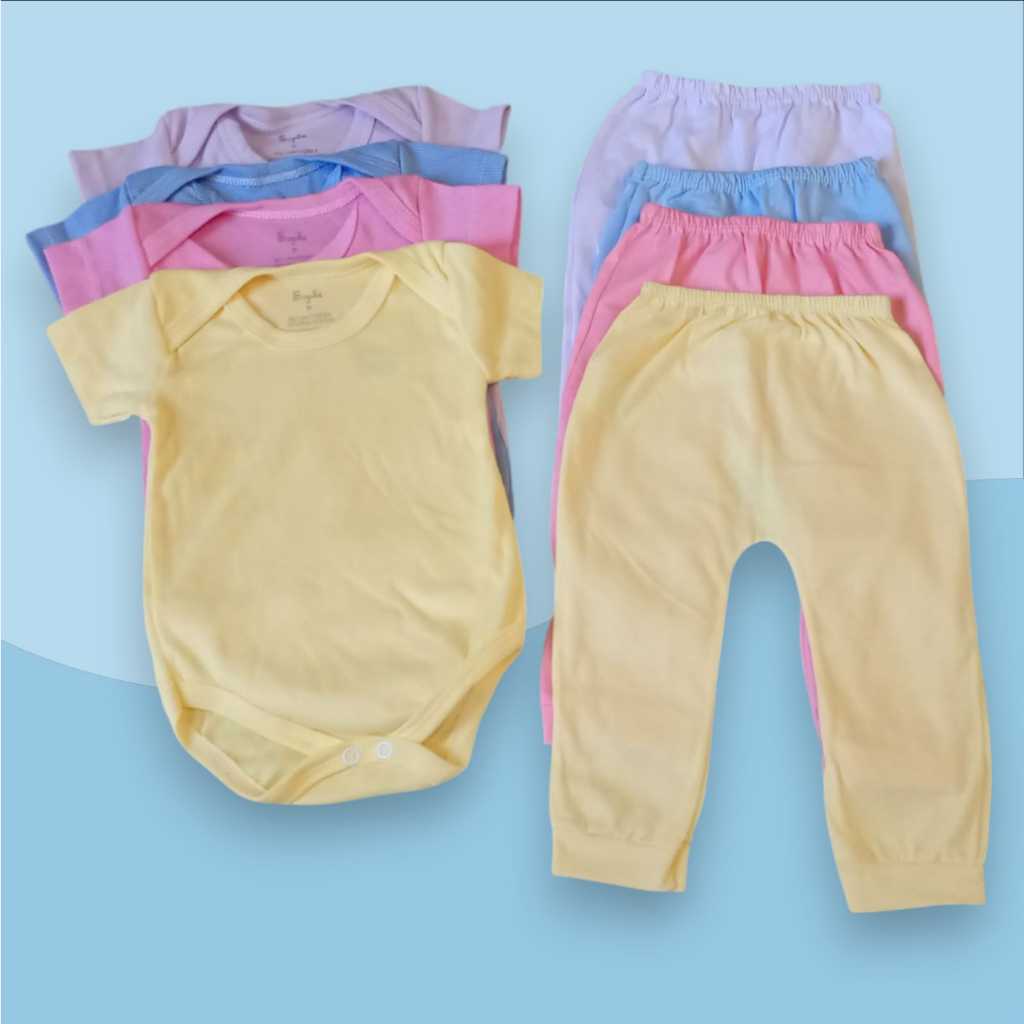 Kit c/ 2 peças -Body com manga e Mijão Calça sem pé Bebê Infantil Enxoval- 80% algodão 20% Poliéster