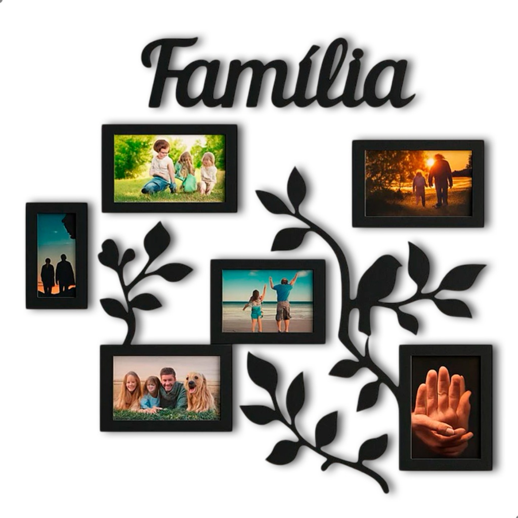 Painel de Parede Família em MDF com Molduras para Fotos 15x10cm Decorativo Ambiente Acolhedor e Afetivo em Oferta na Shopee