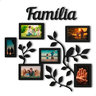 Painel de Parede Família em MDF com Molduras para Fotos 15x10cm Decorativo Ambiente Acolhedor e Afetivo em Oferta na Shopee