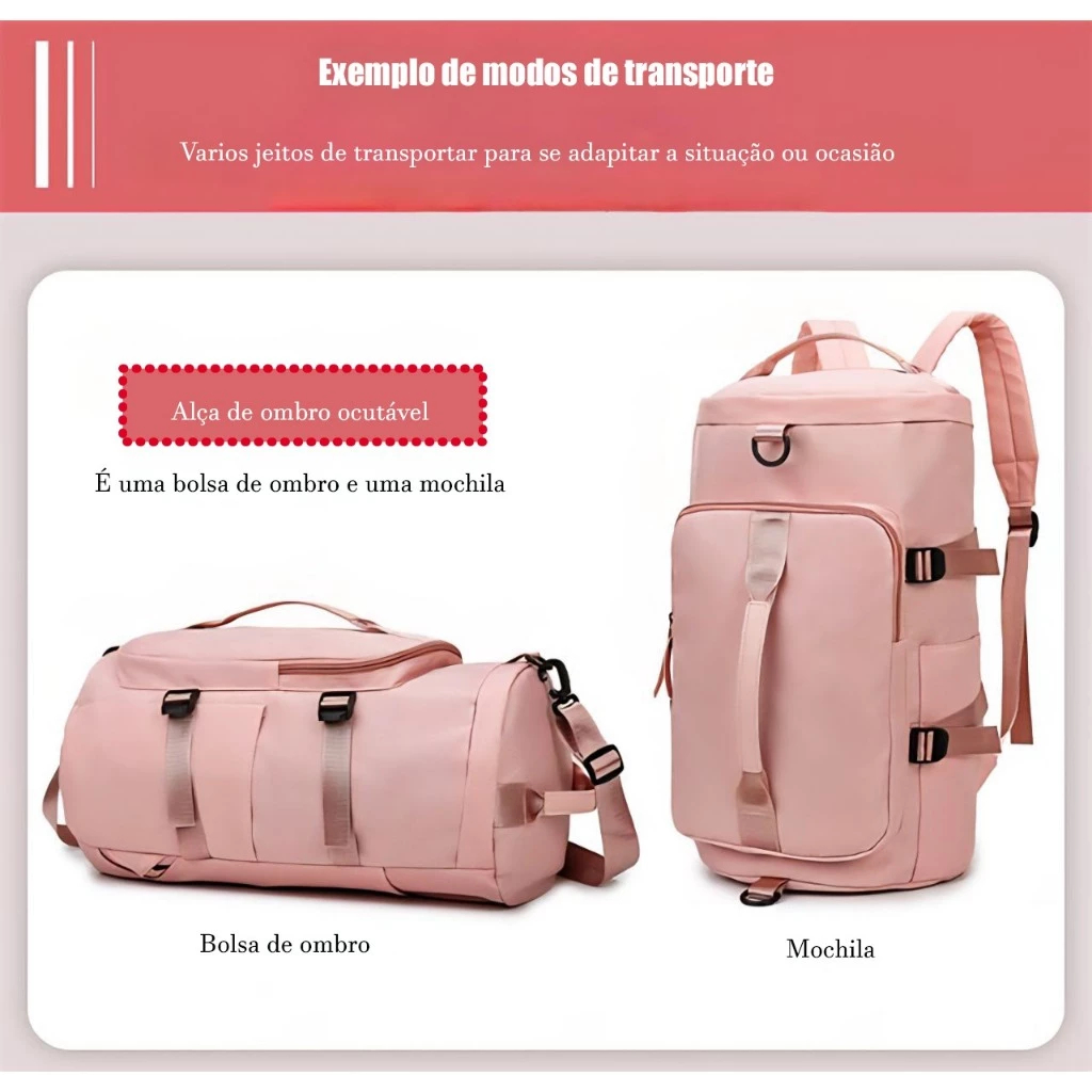 Bolsa Mala Esportiva Mochila Costa Transversal Fitness Treino Futebol Academia Impermeável 30L Capacidade