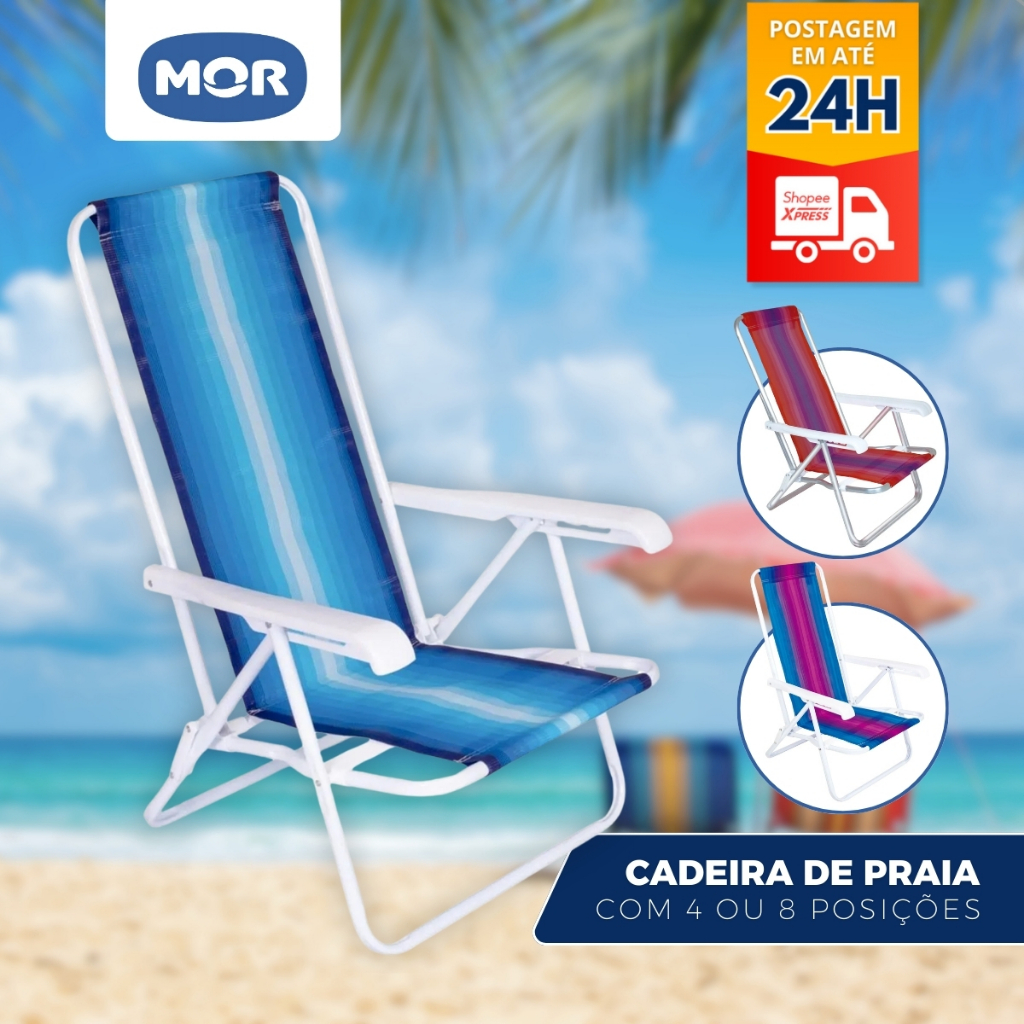 Cadeira Reclinável Mor, 4 e 8 posições Alumínio - Original Mor