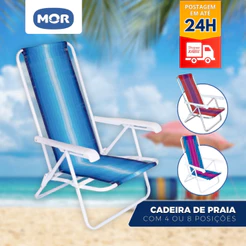 Cadeira Reclinável Mor, 4 e 8 posições Alumínio - Original Mor