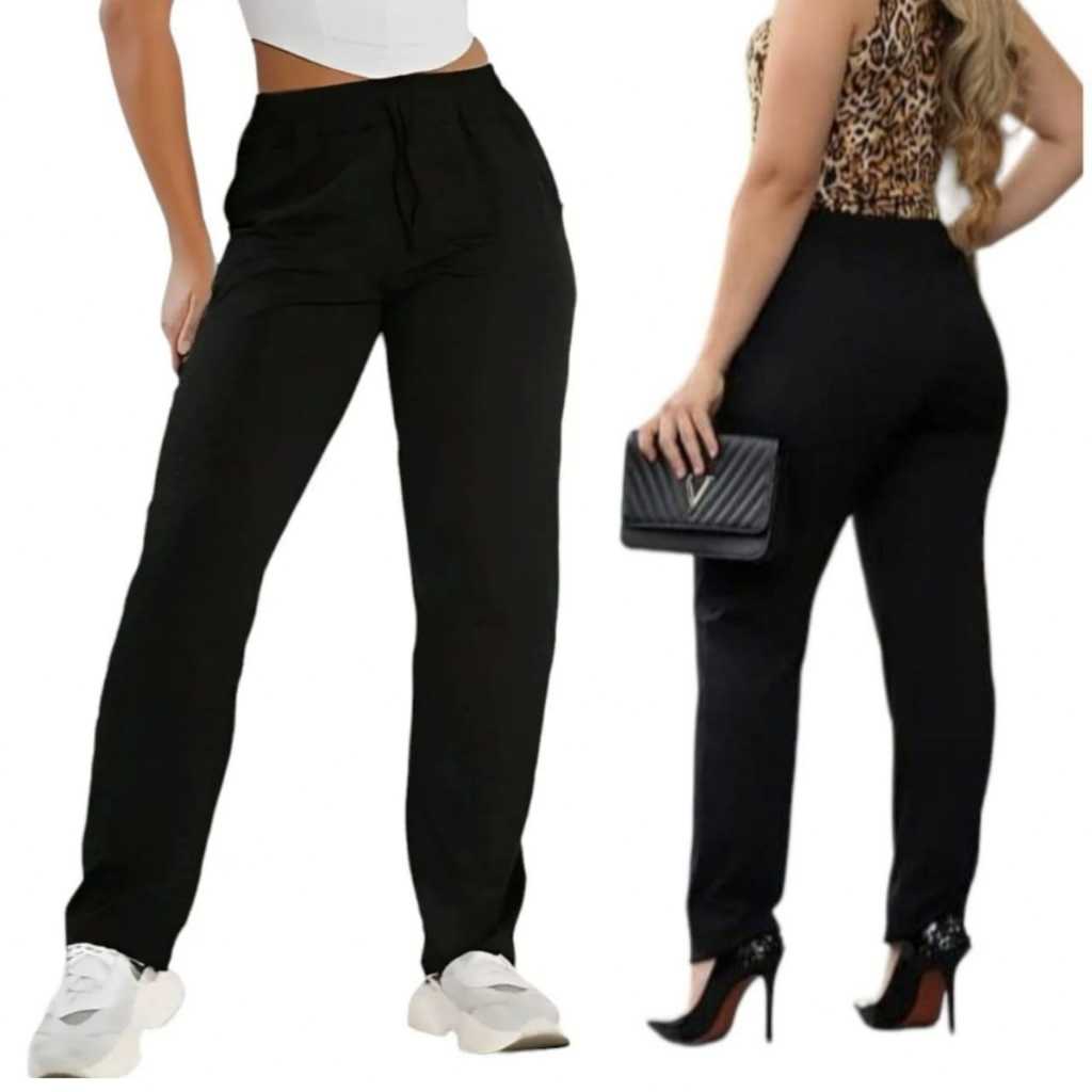 Calça Feminina Malha Viscolycra Com Bolso Confortável Soltinha em Oferta na Shopee
