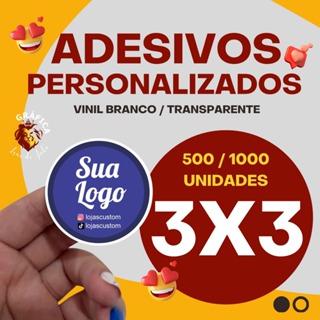 500 Adesivos e etiquetas personalizadas em vinil 3x3 em Oferta na Shopee
