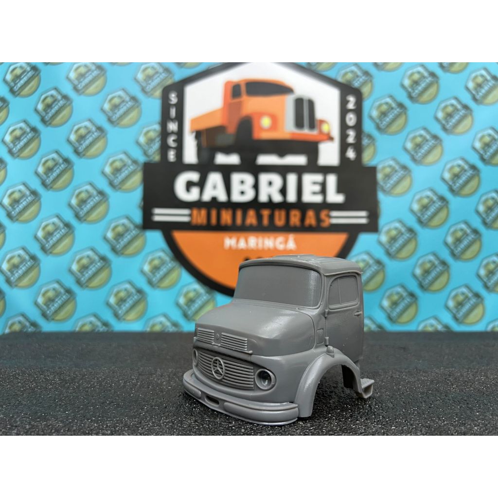 Cabine resina 3D Mercedes 1113 Farol Redondo miniatura escala 1:32