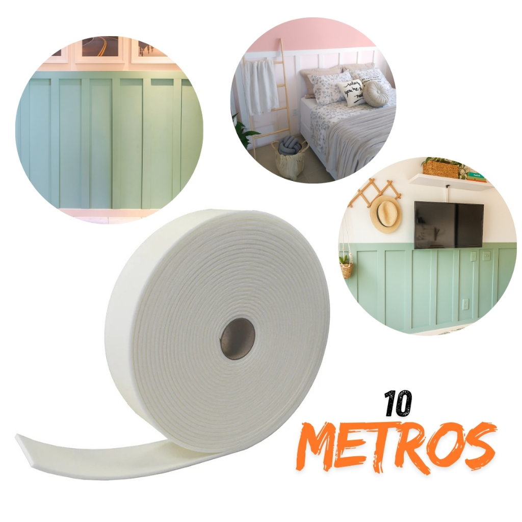 Fita EVA Ripado Vedação Autocolante – 10m – Decoração de Parede e Móveis, Fácil Aplicação em Oferta na Shopee