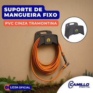 Suporte Tramontina Pvc Cinza Fixo Parede Para Mangueira Jardim 12CM