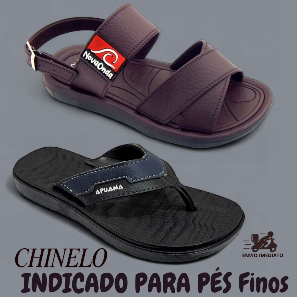 Kit 2 Pares sandalia Infantil Menino Papete Nova Onda + Chinelo Detalhe Dedo Lado Apuana