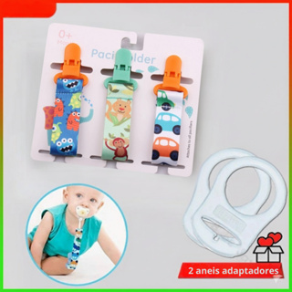 Kit 3 Prendedores de Chupeta Universal Porta Presilha Clipe MAM NUK Nilo + 2 Anéis Adaptadores em Oferta na Shopee