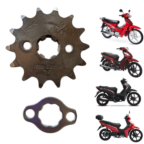 Pião Pinhão 14 Dentes + Trava e parafusos Adaptável Para Qualquer moto 50cc cinquentinha