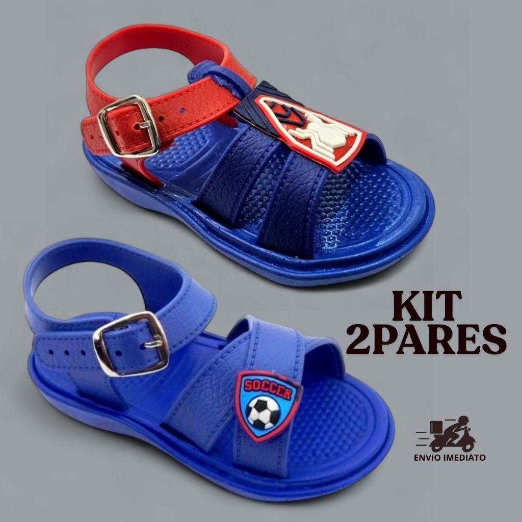Kit 2 Pares Sandália Baby Aranha Menino + Sandália Baby Foot  Masculino Confortável